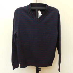 Nautica True Navy  Striped V-Neck Sweater - Small